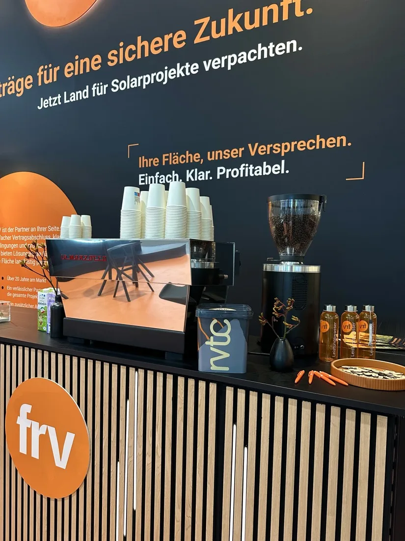 Coffee bar branded to match a client's exhibition stand