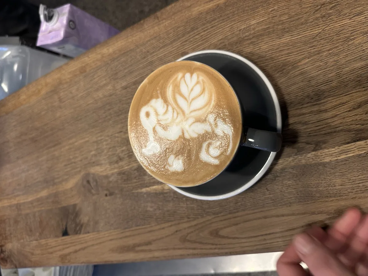 Latte art detail on a specialty coffee