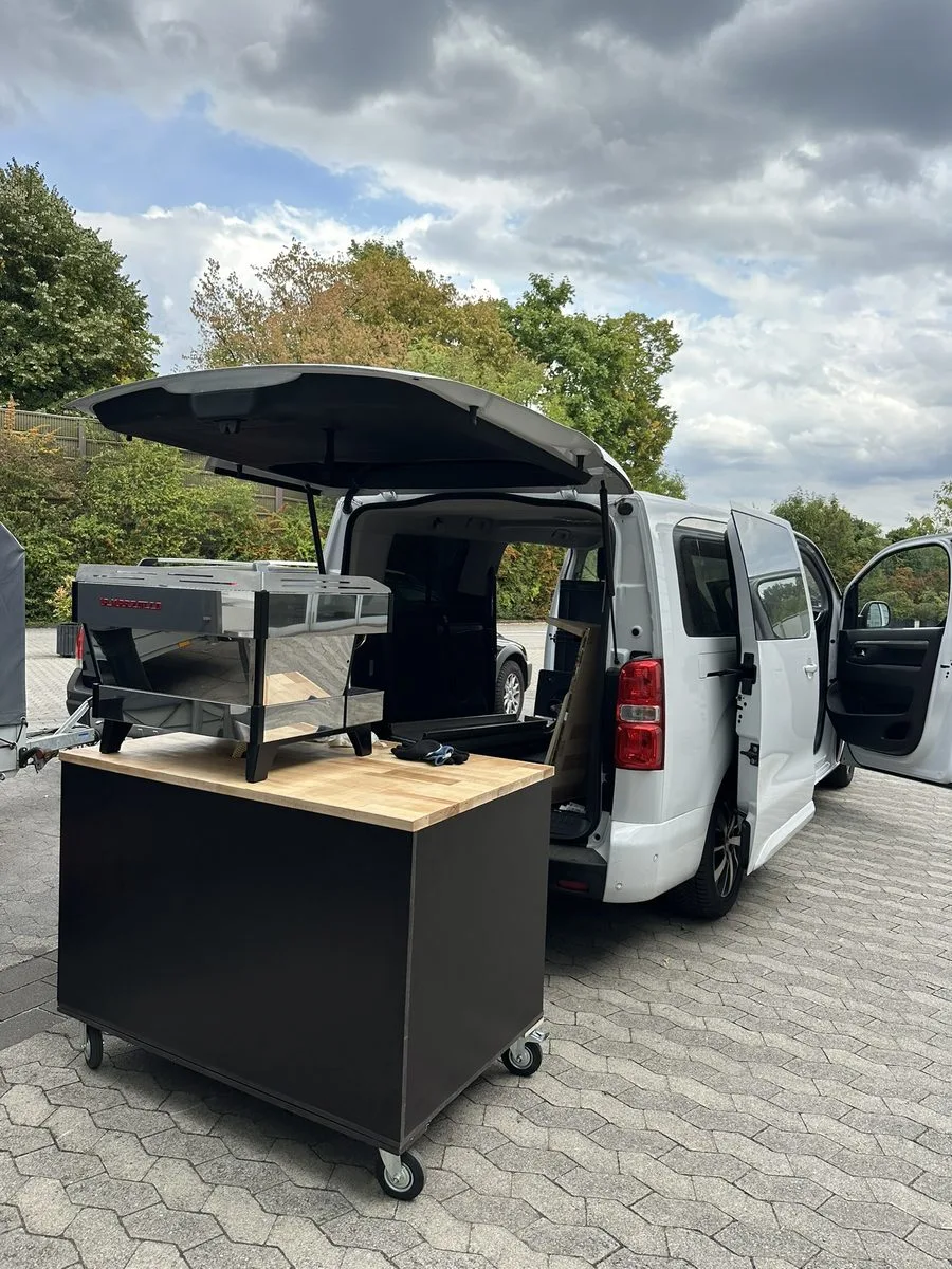 ExpoBaristi coffee bar and van during trade fair setup
