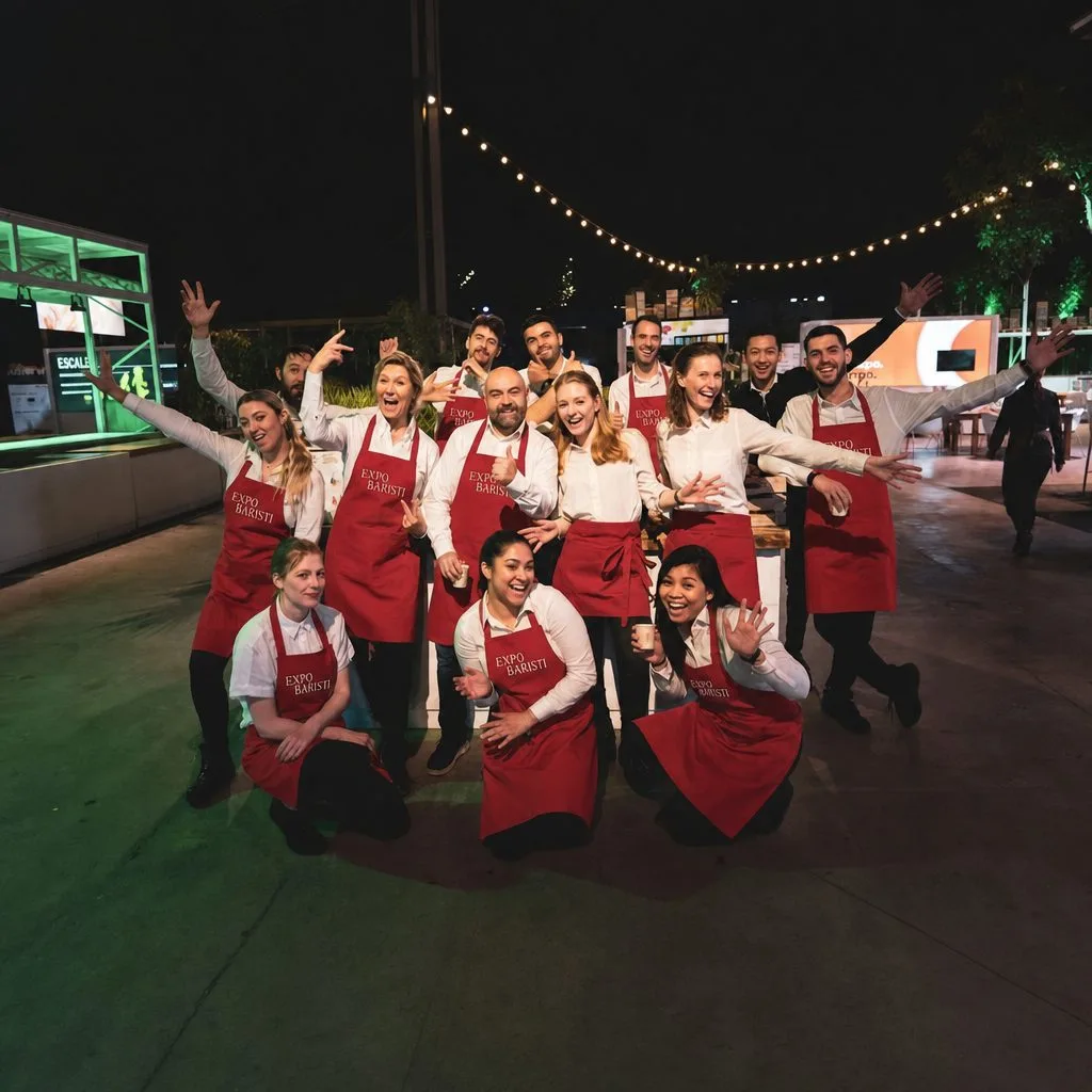 The ExpoBaristi team together at an evening event